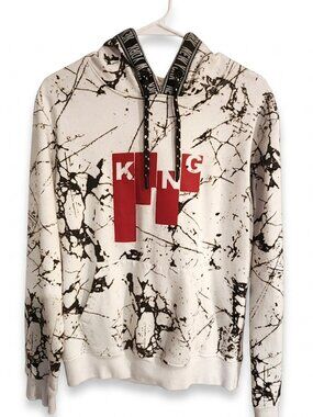 Original Gravity King Marble Print Hoodie White Red New York Streetwear size M